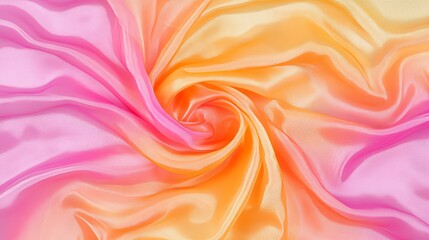 Swirling Pastel Silk Fabric Texture Pink and Orange Gradient