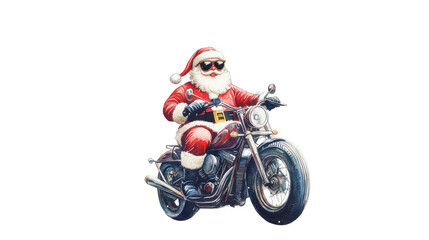 Obraz premium Santa Claus Riding a Motorcycle