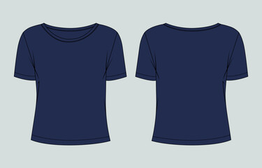 Navy color  t shirt template for ladies