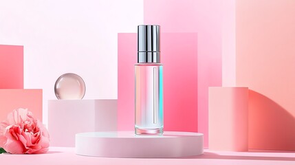 An acne cleanser in a metallic pump bottle with futuristic vibes