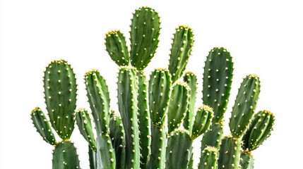 Vibrant Green Cactus Plant with Spiky Sharp Needles on White Background for Modern Nature-Themed Decor and Sustainable Landscaping Inspiration