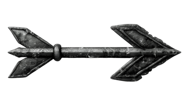 A silver arrow pointing to the right