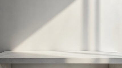 Fototapeta premium Light casts shadow on shelf.