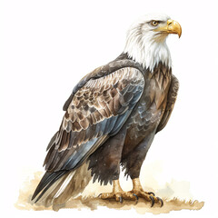 Obraz premium Bald Eagle Cute Bird Baby Watercolour Handmade illustration Painting