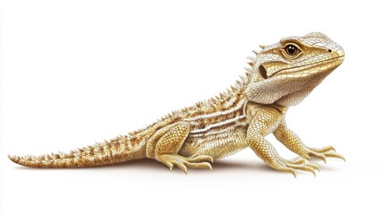 Naklejka premium Realistic Illustration of a Bearded Dragon with Detailed Texture and Coloration Showcasing Its Distinctive Features and Natural Habitat Adaptations