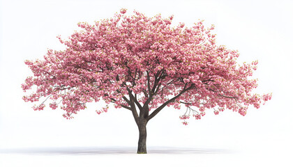 Obraz premium Blooming Pink Tree Isolated on White Background