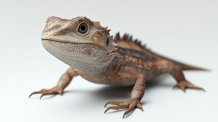 Obraz premium Close-up of a detailed and vibrant lizard showcasing unique textures and colors on a light background, perfect for nature and wildlife photography enthusiasts