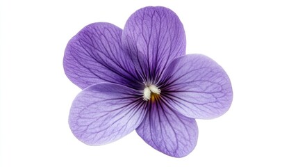 Obraz premium Delicate Violet Flower on White Background with Intricate Petal Details and Soft Lavender Color for Nature and Floral Theme in Design and Art Projects