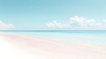 Calm ocean, pink sand beach.