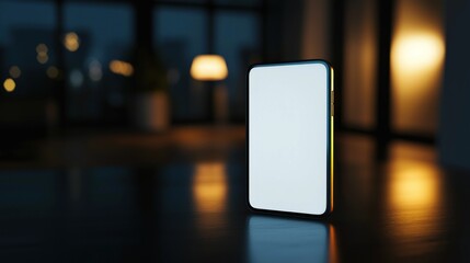 a blank white screen on a modern smartphone with a glowing edge,