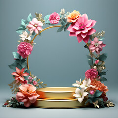 indian podium
render 3d wedding flower frame background floral design