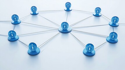 Network of connected blue pins.