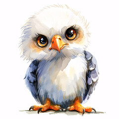 Fototapeta premium Eagle Cute Bird Baby Watercolour Handmade illustration Painting