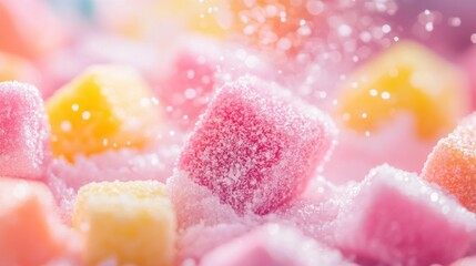 Sugar Coated Pastel Candies Pink, Yellow, Sweet Treats