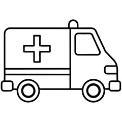 Ambulance line art vector illustration for kids coloring page.