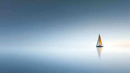 Fototapeta premium Minimal sail boat on smooth sea.