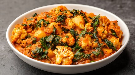 Aromatic Cauliflower and Potato Curry with Spinach