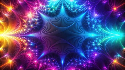 Fototapeta premium Abstract Colorful Fractal Starburst Design with Glowing Lights