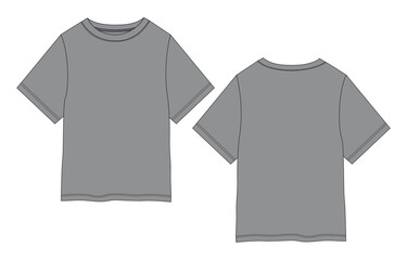 Grey Color short Sleeve t shirt vector illustration template front and back 