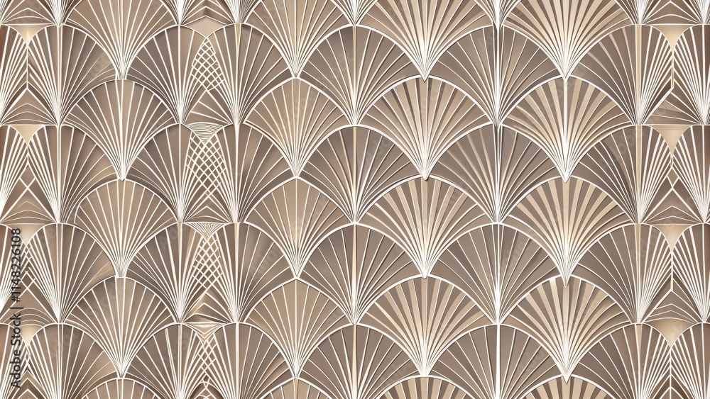 Aufkleber elegant repeating art deco fan pattern design for walls