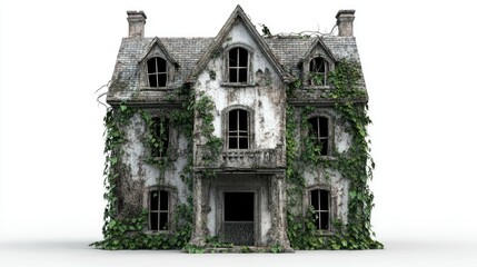 Abandoned Victorian House Covered in Vines and Vegetation Reflection of Decay and Nature's Reclamation in a Hauntingly Beautiful Urban Setting