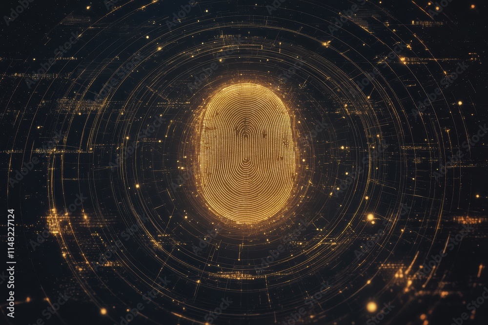 Aufkleber Digital fingerprint graphic showcasing security and technology concepts with ample copy space for design use. Generative AI