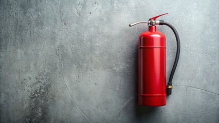 Obraz premium Minimalist Dry Chemical Fire Extinguisher Concrete Wall Photography - Safety Equipment Image