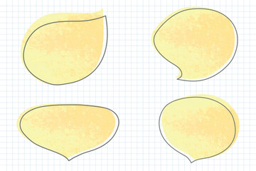 light yellow artwork speech bubbles set vector