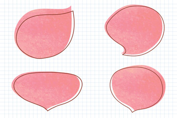 pink coral color artwork speech bubbles set vector