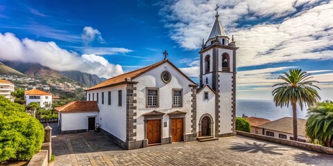 Obraz premium Minimalist Funchal Church Photography: Saint John the Evangelist Church, Madeira Island, Portugal
