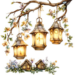 Obraz premium Winter Fairy Garden Clipart Vector Illustration