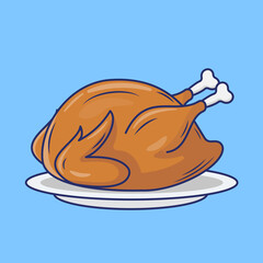 Vector roasted turkey illustration perfect for Thanksgiving food themes.