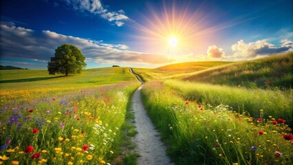 Fototapeta premium Minimalist Nature Photography: Create Your Own Path, Motivational Future Background Image
