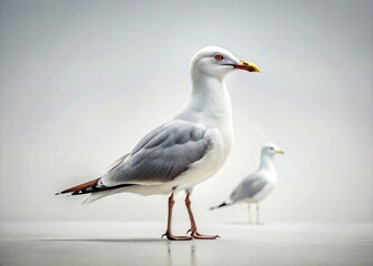 Fototapeta premium Minimalist Seagull Sketches: Simple Line Art Bird Drawings, Beach Birds, Coastal Wildlife, Ocean Life Illustration