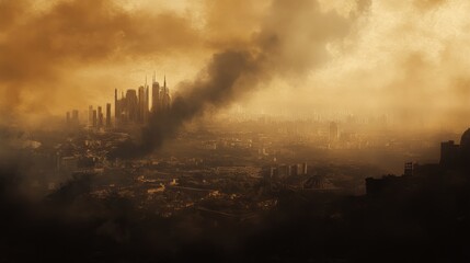 Fototapeta premium Destruction after the catastrophic event urban landscape digital art post-apocalyptic environment dystopian viewpoint