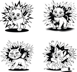 Dynamic Cartoon Cats Vector Design Pack