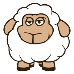 Sheep Baby Standing Bored Tired Cartoon Comic Cool Design Lover Art Vector Illustration Card T-Shirt Poster Sticker Graphic Print Decorative Drawing Isolated Logo Decoration Symbol Creative Cool Style
