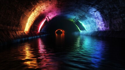 Colorful Reflections in a Tunnel