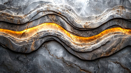 Abstract gray stone texture with glowing gold vein.