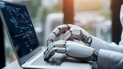 Business professional collaborating with ai assistant in modern office environment