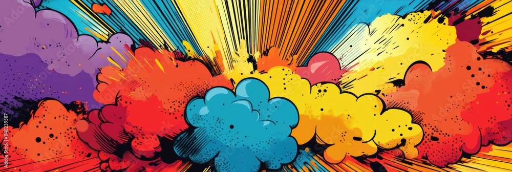 Aufkleber bright colorful explosion with vibrant clouds and dynamic lines creating an energetic mood in a comi