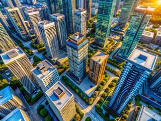 Fototapeta premium Modern Architecture Aerial Photography: Drone Shots of Contemporary Buildings, Design, Cityscapes