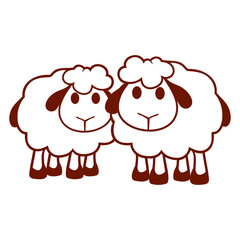Two Sheep Friends Team Crew Sweet Little Baby Bro Design Lover Art Vector Illustration Card T-Shirt Poster Sticker Graphic Print Decorative Drawing Isolated Logo Decoration Symbol Creative Cool Style
