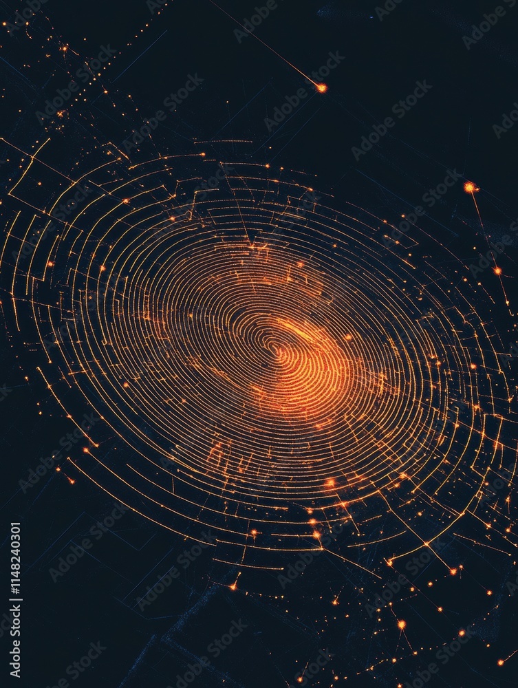 Aufkleber Digital fingerprint graphic with intricate patterns and ample copy space for versatile design needs. Generative AI