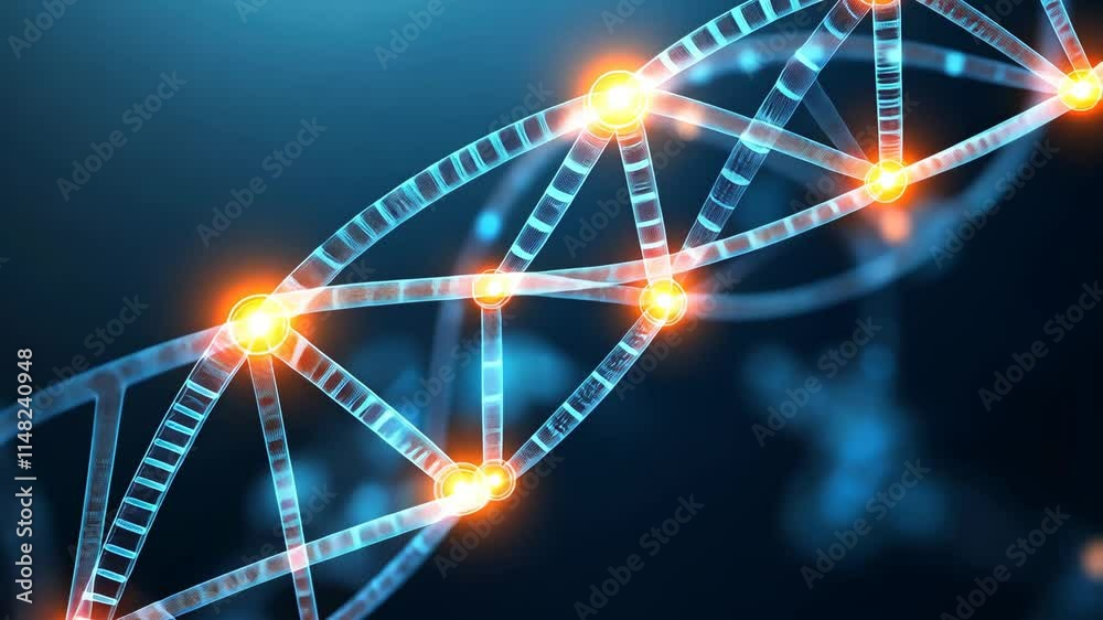Poster abstract representation of dna structure with turbulent energy dynamics and nodes