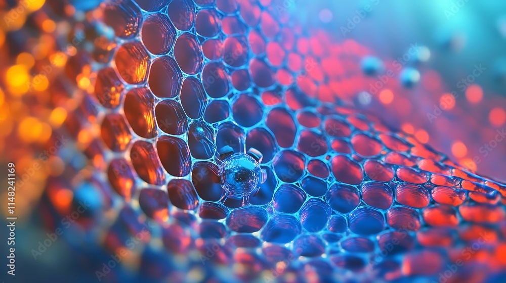 Poster Cellular structure with glow.