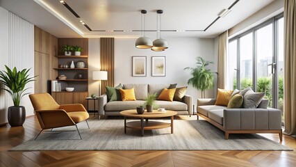 Modern Minimalist Living Room Design: Neutral Palette & Clean Lines