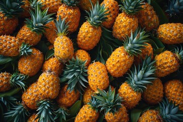 A Collection Of Ripe Golden Pineapples