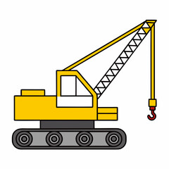 Cartoon Yellow Crane Construction Vector Design.