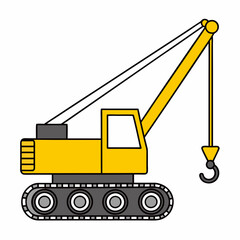 Cartoon Yellow Crane Construction Vector Design.